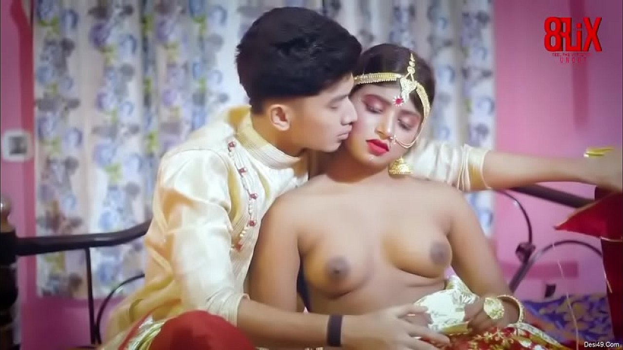 Horny couple enjoying erotic sex on wedding night