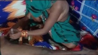 Handjob and cock riding by hot desi maid