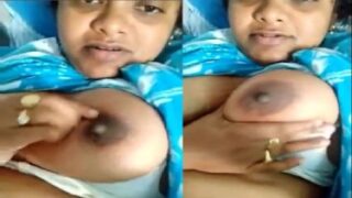 Dehati girl milking her big boobs