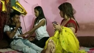 Landlord aunty joins couple for fucking