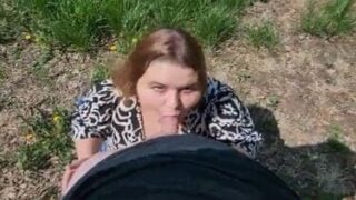 Punjabi woman sucking cock of horny man in open field